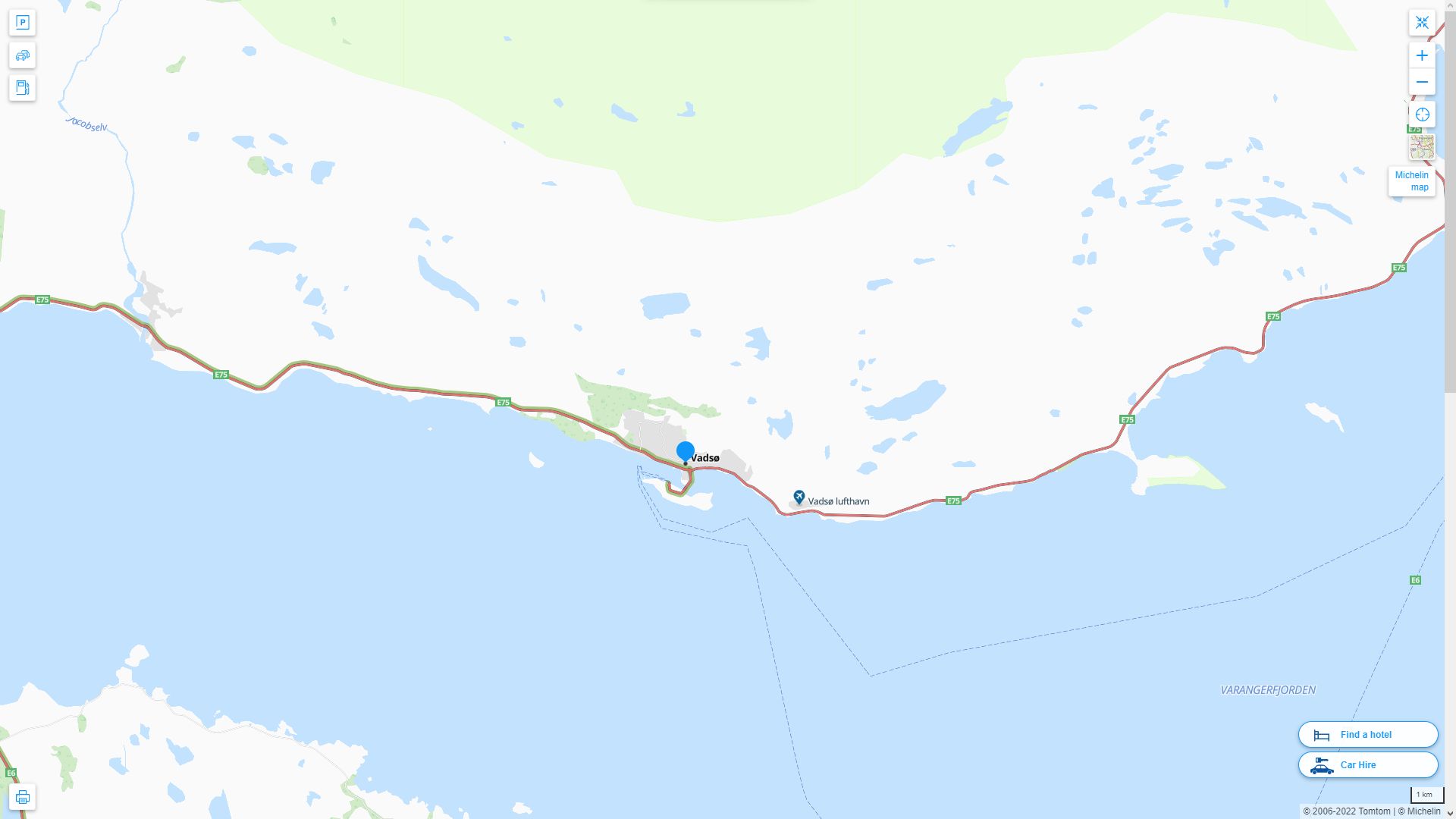 Vadso Norvege Autoroute et carte routiere